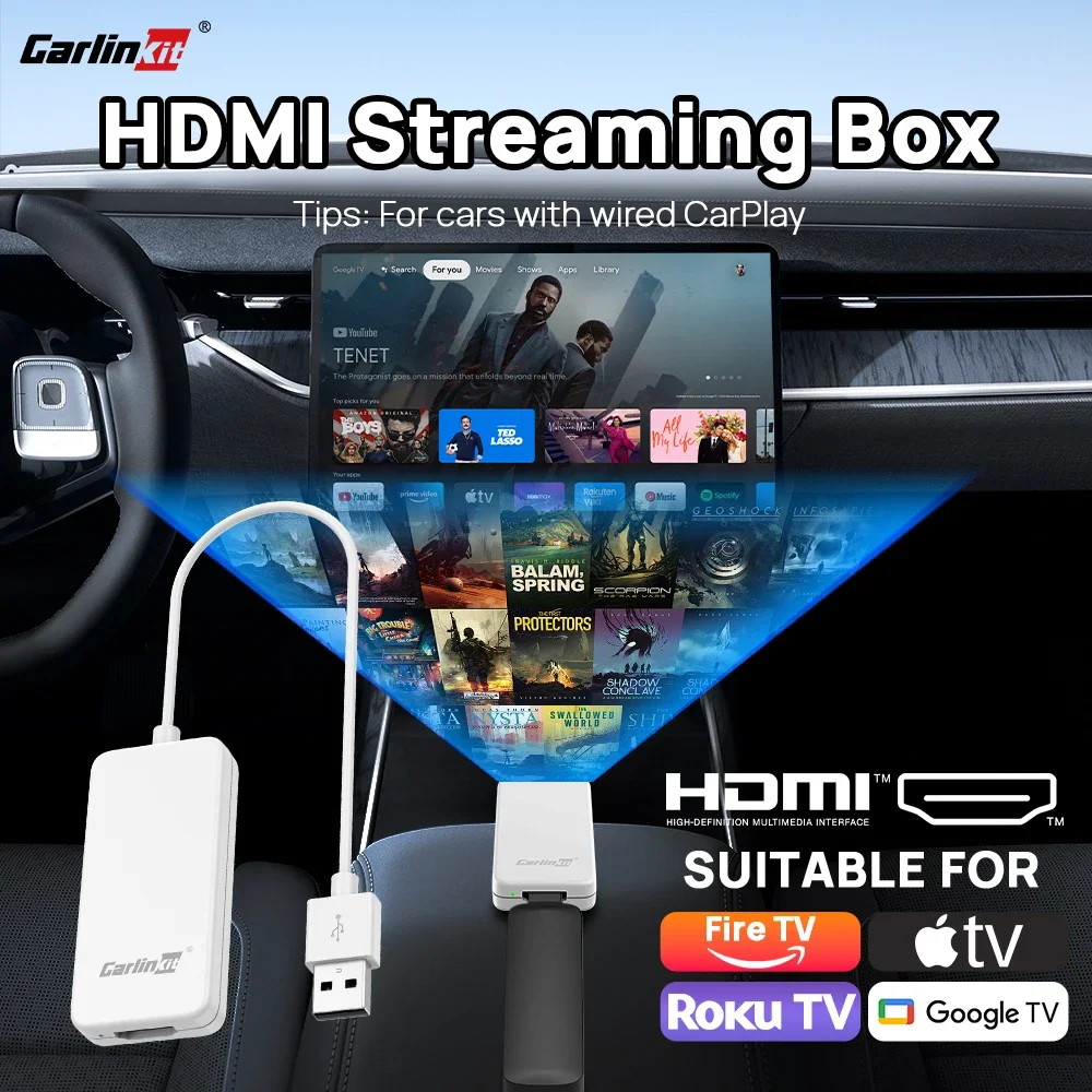 CarlinKit HDMI CarPlay Adapter For Fire TV Stick TV Set-top Box Game Box etc. HDMI Devices Plug & Play Streaming Box For Netflix