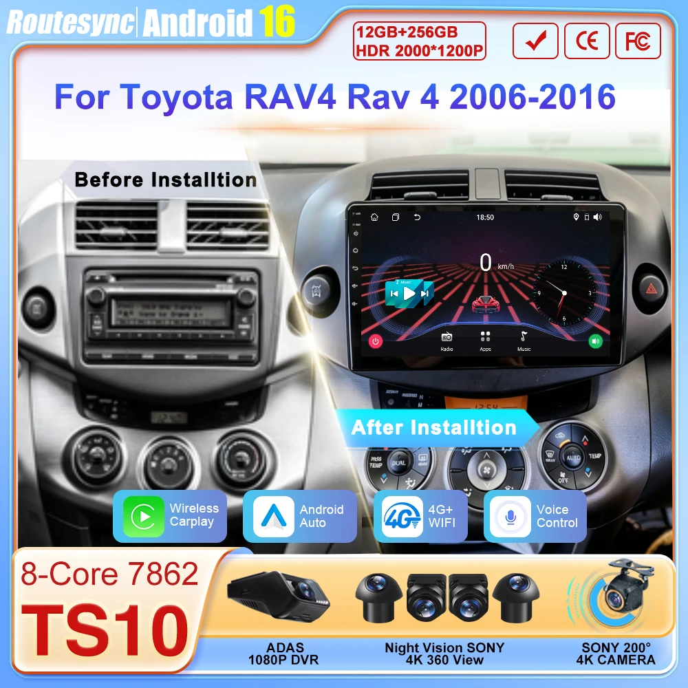 

2din стерео-приемник для Toyota RAV4 RAV 4 2005-2013, автомобильный радиоприемник, беспроводной Carplay, интеллектуальные автомобильные системы, GPS-навигация, 5G Wi-Fi, RDS