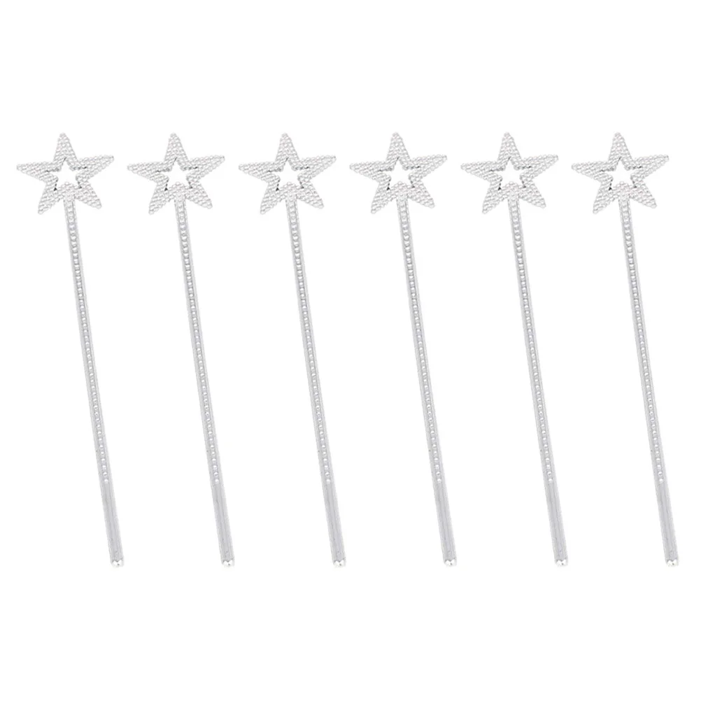 6Pcs Star Pentagram Fairy Wands Plastic Party Sticks for Girls Birthday Cosplay Wands Plastic Wand