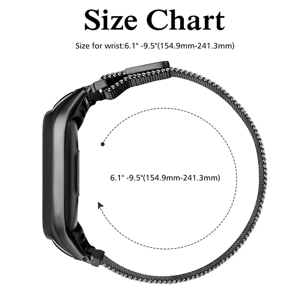สายนาฬิกาสแตนเลสสตีลสำหรับ Xiaomi Mi band 4, สร้อยข้อมือโลหะสำหรับสายรัดข้อมือ Mi band 4 pulseira