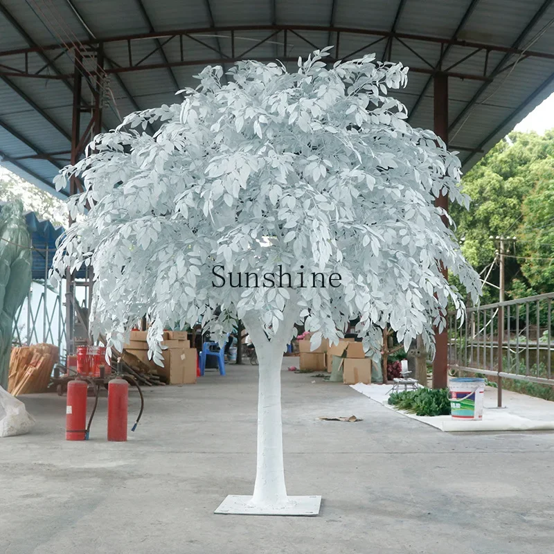 Simulation white banyan tree indoor and outdoor wedding ornaments hotel window decoration simulation green plants  FT