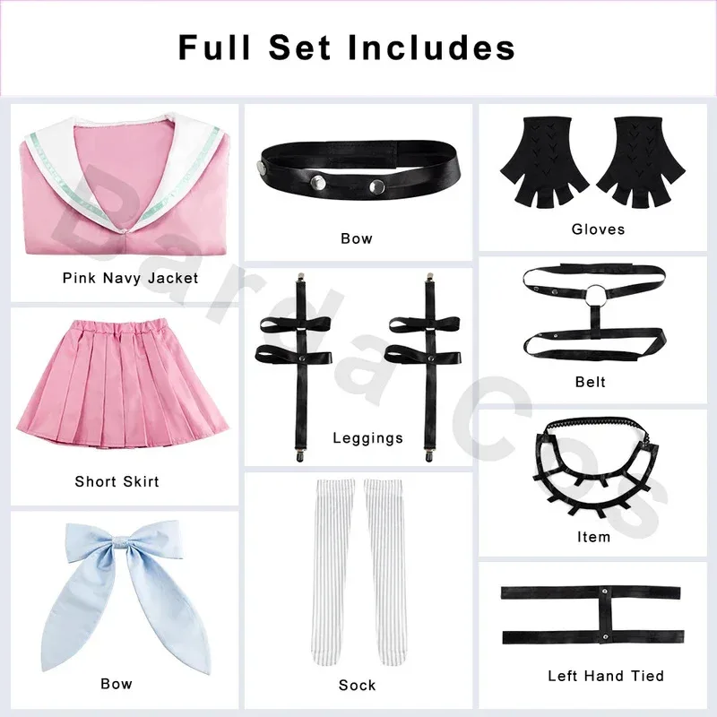 أنيمي دانغانرونا V3 دانغان رونبا مياو إيراما تأثيري حلي بدلة بحار امرأة التنانير الفتيات فستان شعر مستعار Kawaii لطيف زي مدرسي