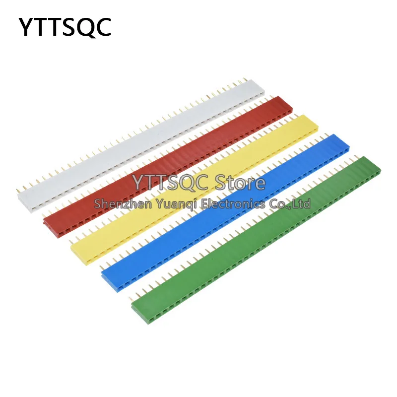 2.54mm Color Single Row Female Pin Header Connector Red/Yellow/Blue/White/Black/Green 1*2/3/4/5/6/8/10/14/16/20/40Pin Socket