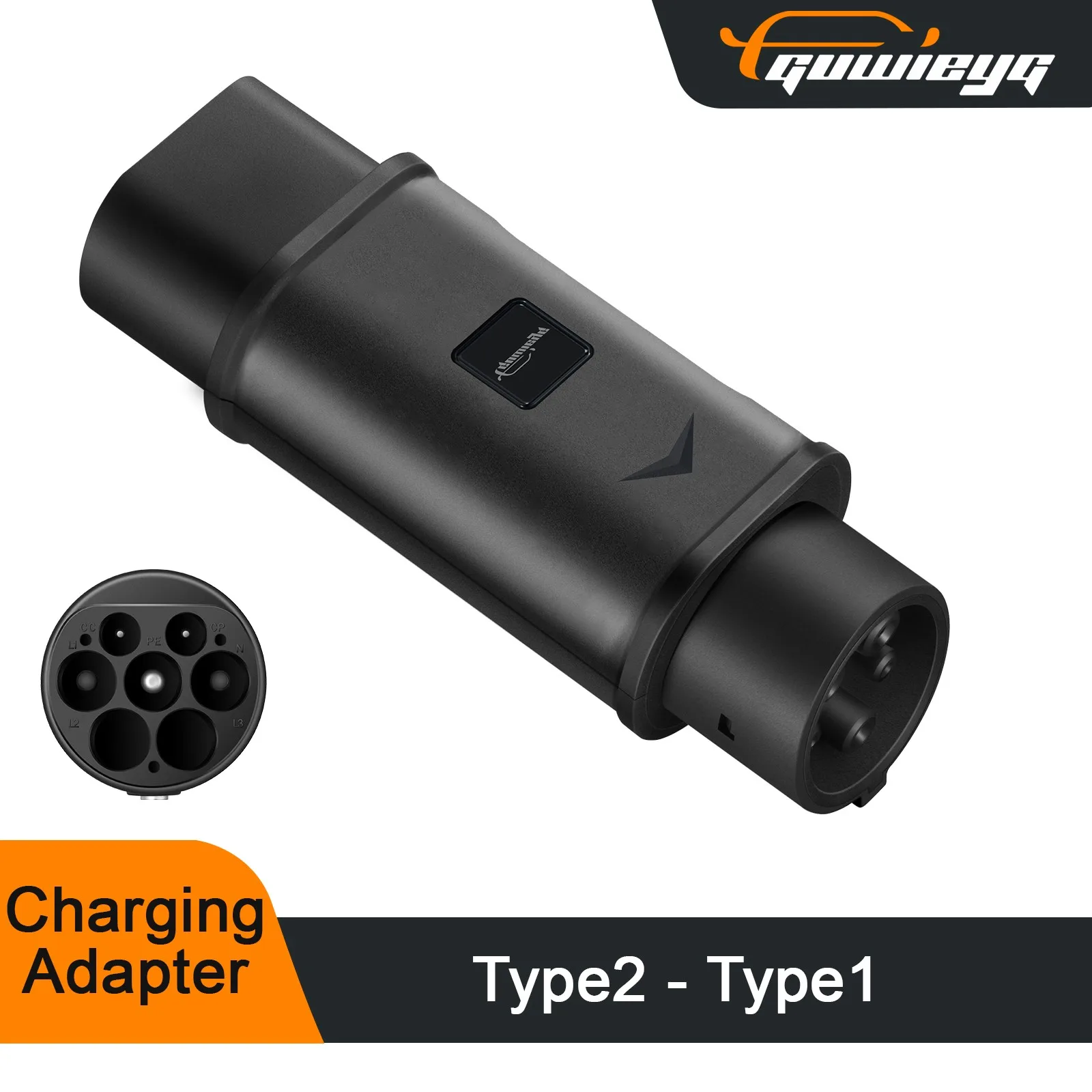 Type2 to Type1 EV Charger Adapter 32A 1Phase Compatible with Type 2 Charger for Electric Car with Type 1 Charging Socket