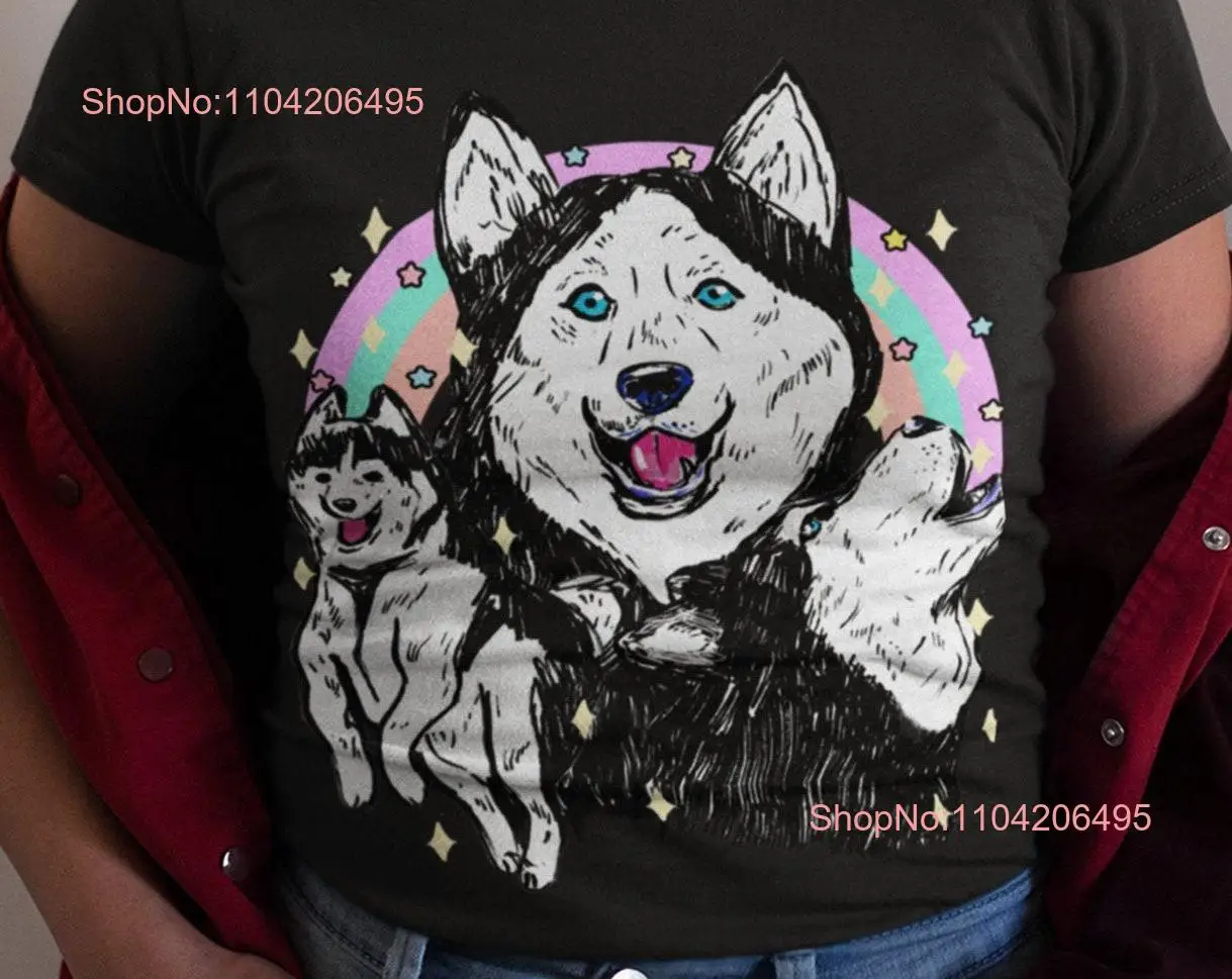 Siberian husky shirt dog cute puppy 80s vintage pastel retro kitschy long or short sleeves