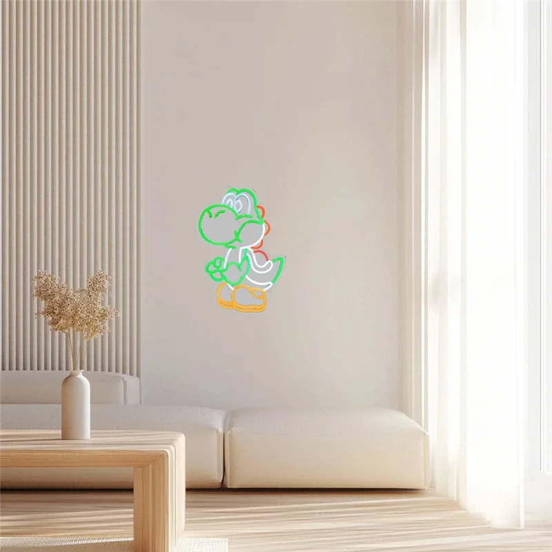 Lampada da parete in acrilico con insegna al neon a LED con dinosauro HW per camera da letto, studio, bar, sala giochi, arredamento club