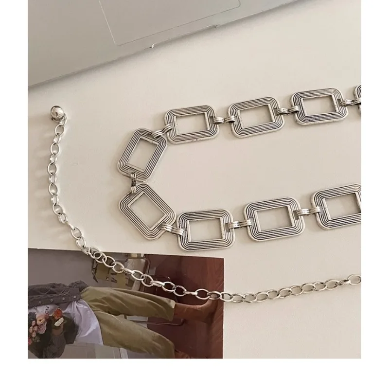 Catena in vita rettangolare in metallo bohémien per abito da donna 2025 Nuovo stile Oro e argento di alta qualità