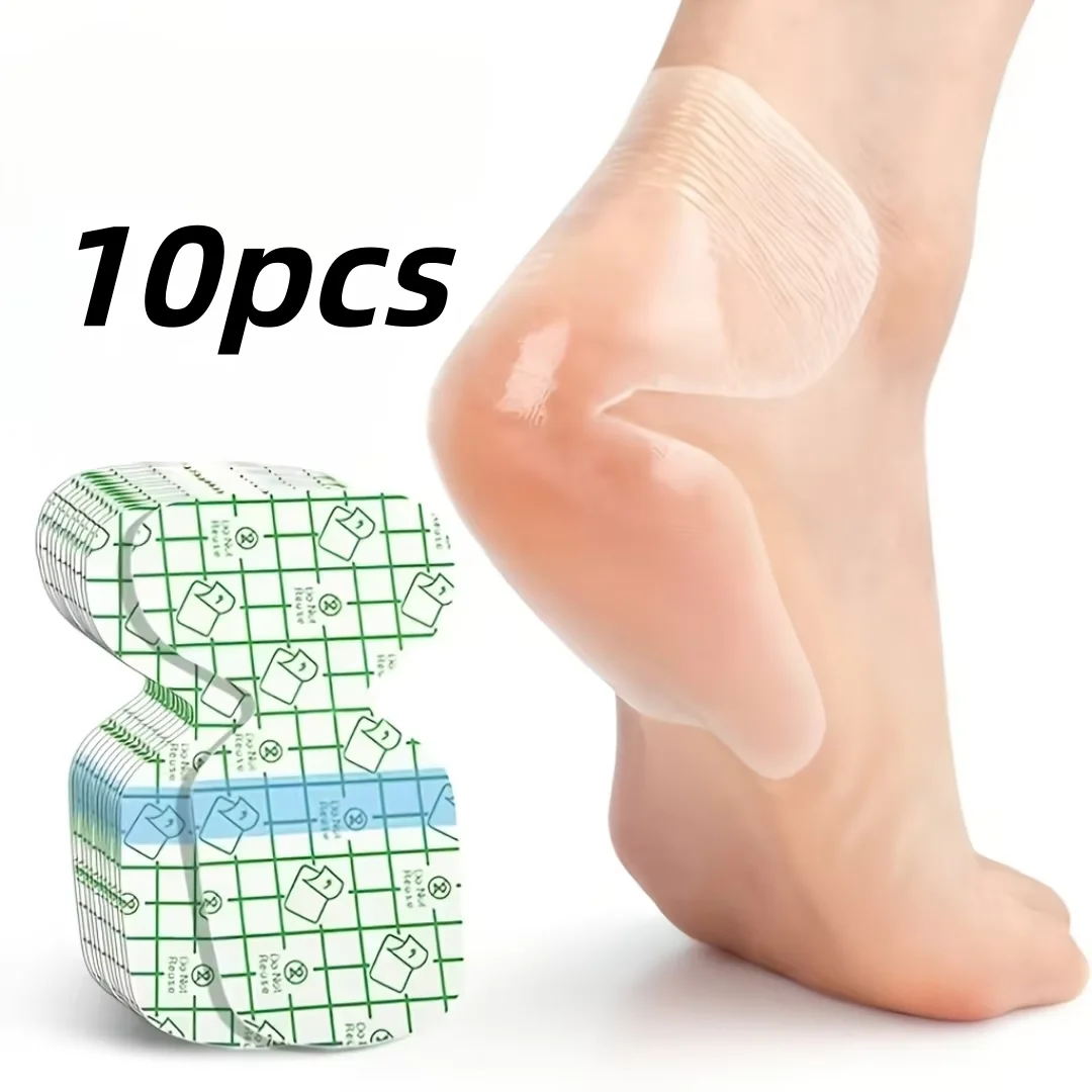 10 Pieces of Ultra-Thin Film Heel Protectors, Foot Moisturizing and Hydrating Patches, Anti-Cracking and Repair Patches for Dry Skin