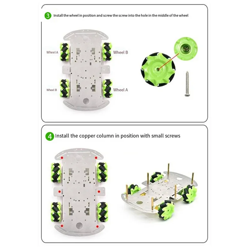 Abde-para diy keyestudio 4wd alumínio mecanum robô carro placa inferior de duas camadas para arduino robô peças de chassi duplo