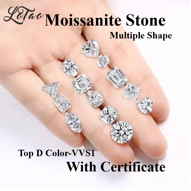 Moissanite Stone Wholesale Extremely Shiny Quality Multiple Shapes Top D Color VVS1 Gemstone for Jewelry Making with Certificate