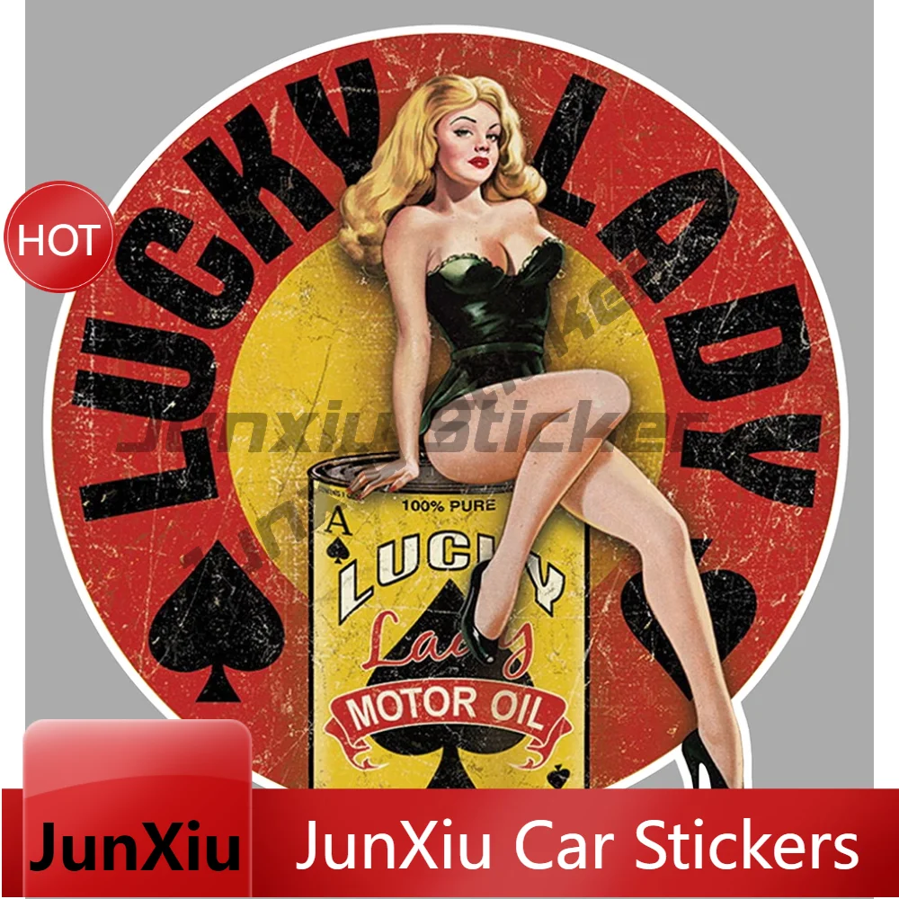 Pin Up Motor Oil Vintage Sticker 27Cmx25Cm Car Motorcycle Vinyl Decal Waterproof Motorcycle Accessories