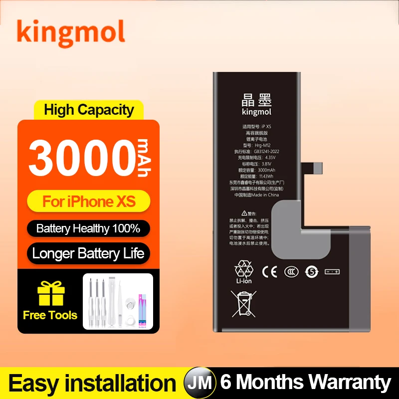 2026 Phone Battery for Apple XS Xr X 11 12 Pro Max Replacement Bateria for iphone 7 8 Plus SE 2020 Batteries Kingmol