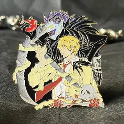 Death and Notes Enamel Brooch Dark Fantasy Suspense Mystery Anime Character Peripheral Badge Comic Fans Jewelry Presents