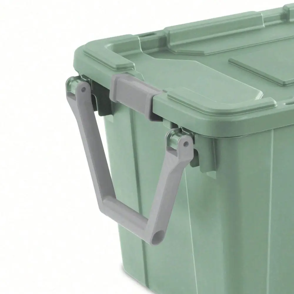 

Large Wheeled Industrial Storage Bin, 40 Gallon Rugged Plastic Storage Tote With Latch Lid And Pull Handle, Light Green, 2 Pack