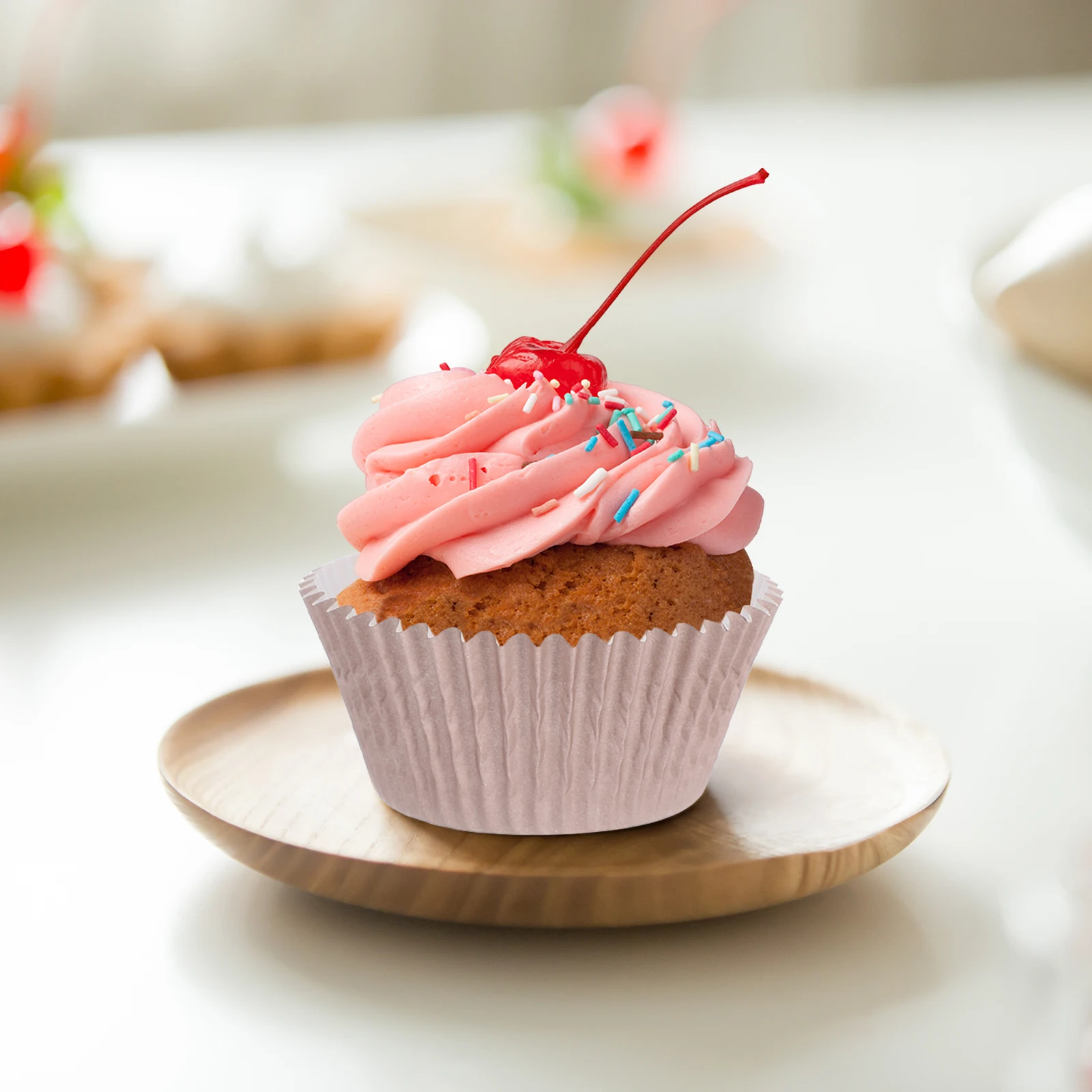 

100Pcs Cake Baking Cup Paper Liners Food Safe Oil Proof Cupcake Holders Ideal for Baby Showers Wedding Tea Parties Bakery