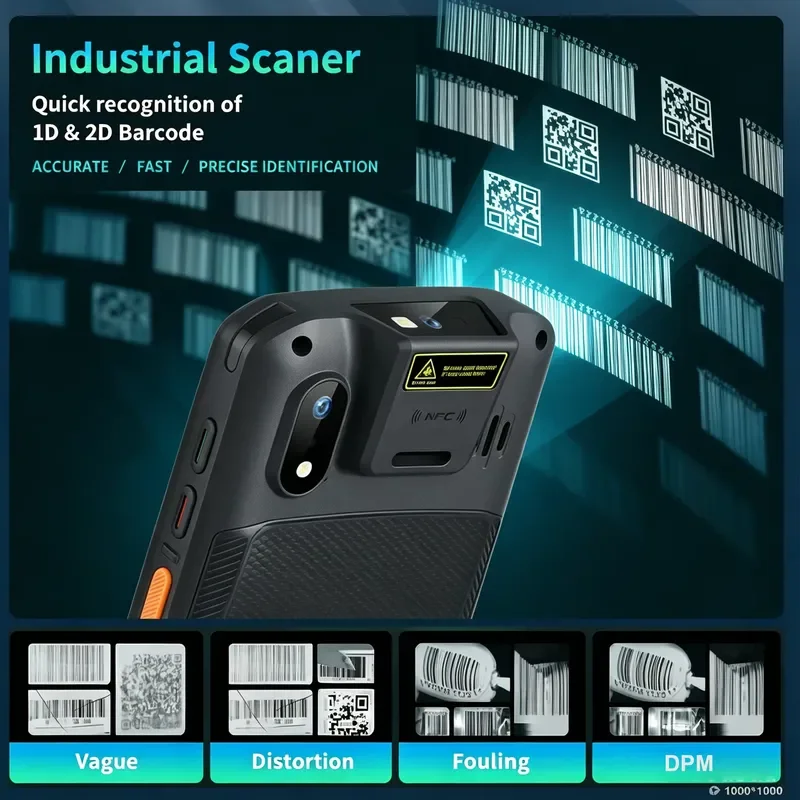 New Arrival Rugged Handheld PDA for Android 14 NFC 1D 2D QR Code Reader 4G+64G BT 5.2 for Express Courier Logistics