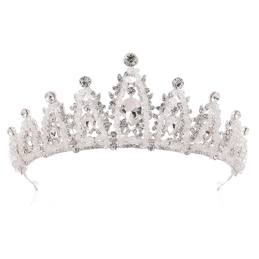 

Rhinestone Necklace Crown Bride Headdress Baroque Wedding Jewelry Set Durable Elegant Romantic Necklace Earrings bridal