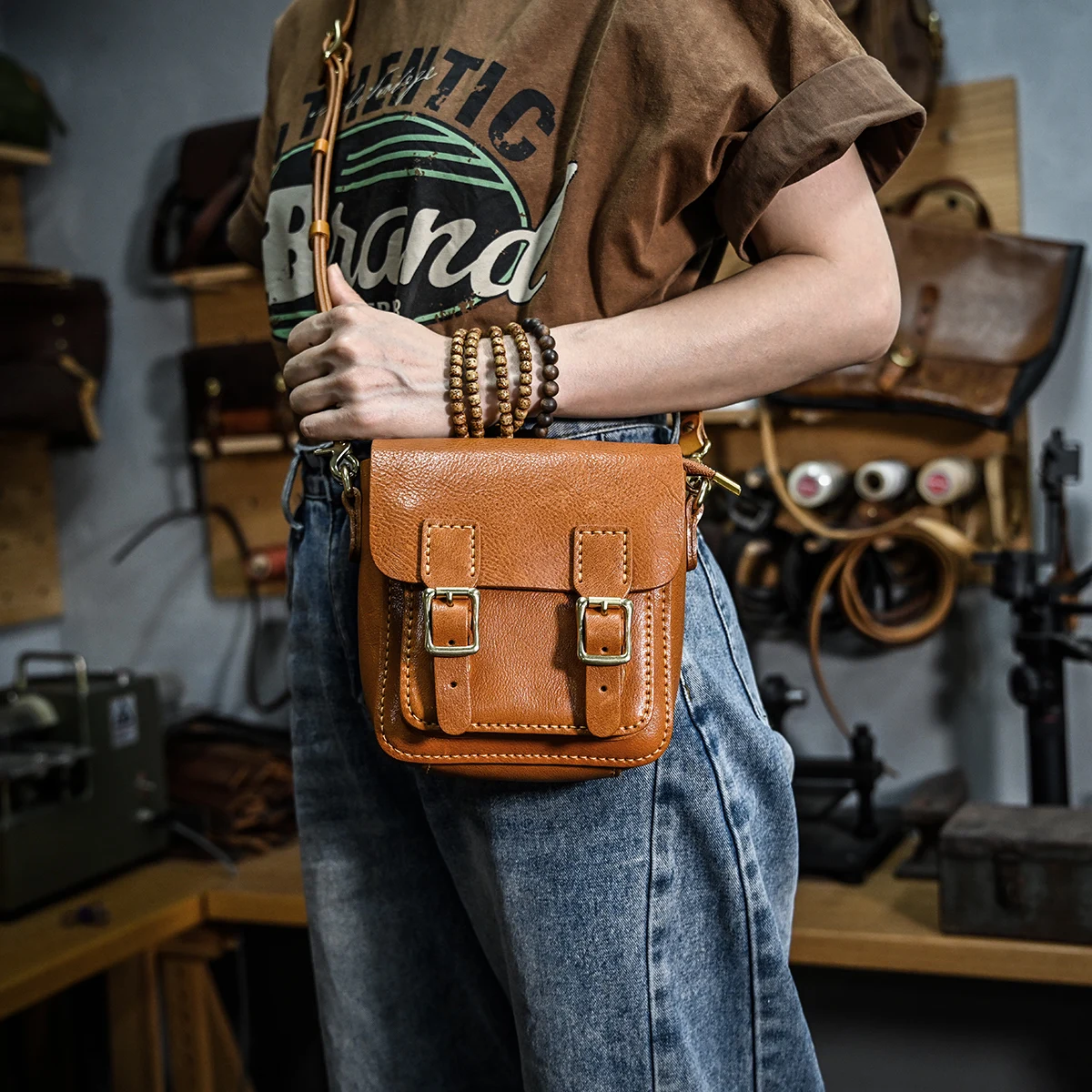 

simple literary vegetable tanned leather ladies shoulder bag outdoor daily light genuine leather women's cute crossbody bag