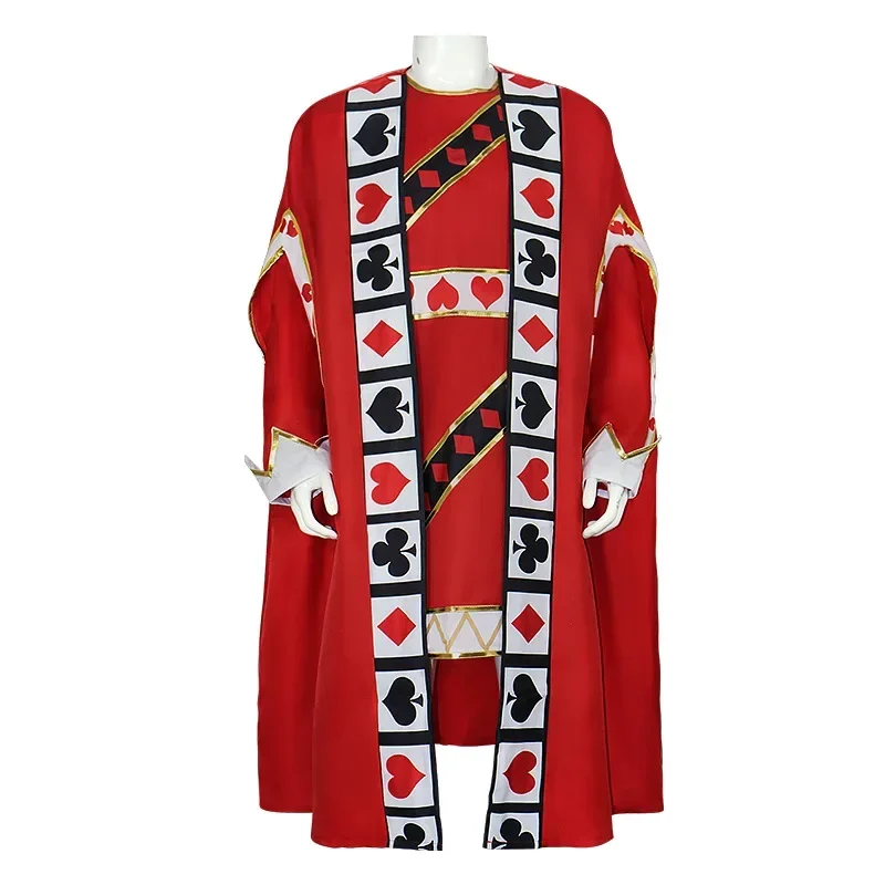 أزياء الهالوين أليس بوكر كينغ التأثيرية أزياء ملك القلوب الحمراء لعب الأدوار الأمير رداء التاج الزي الرسمي كرنفال حفلة الزي الرجال