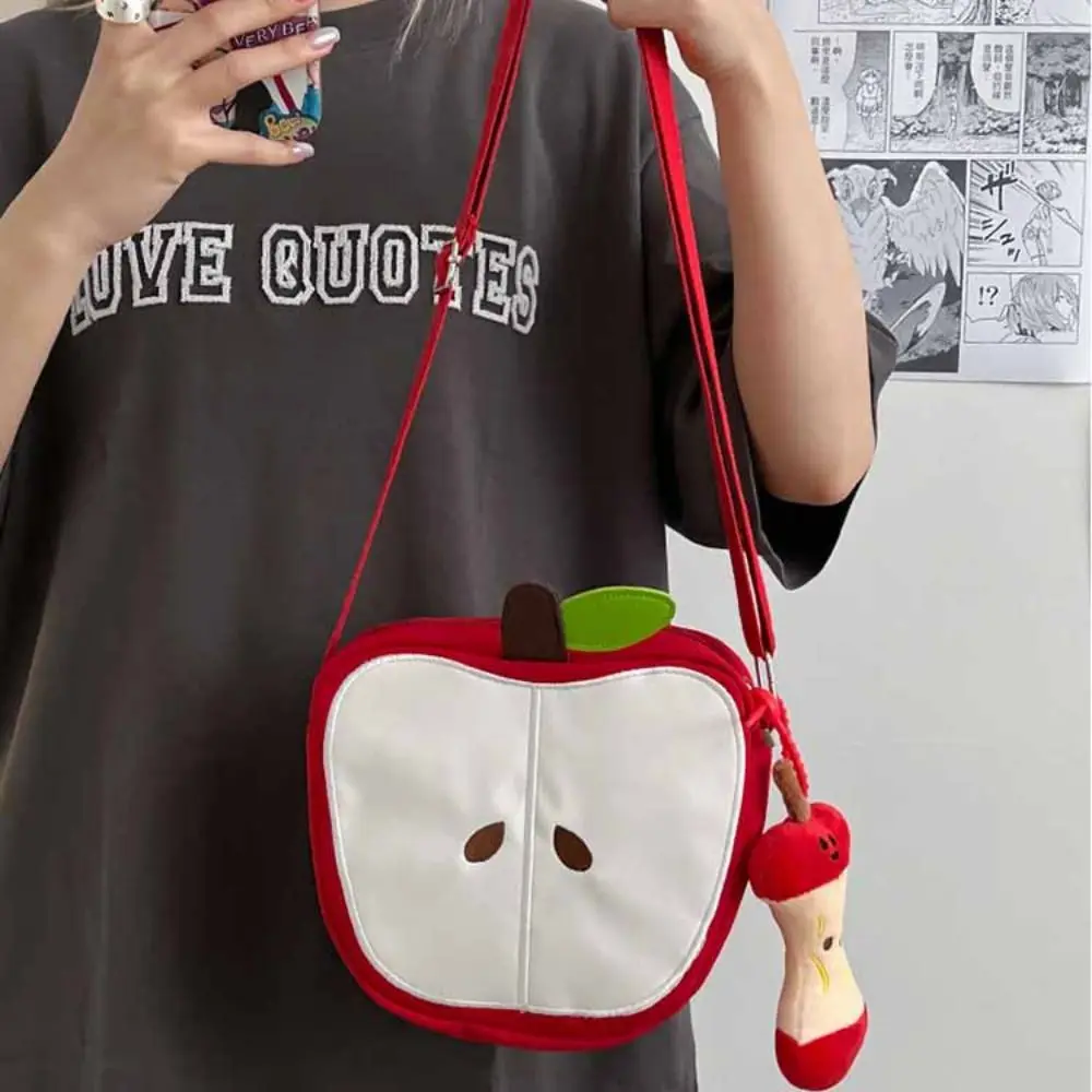 

Message Bag Fruits Shape Crossbody Bag Harajuku Pear Funny Shoulder Bag Solid Color Zipper Pouch Mobile Phone Pack Daily