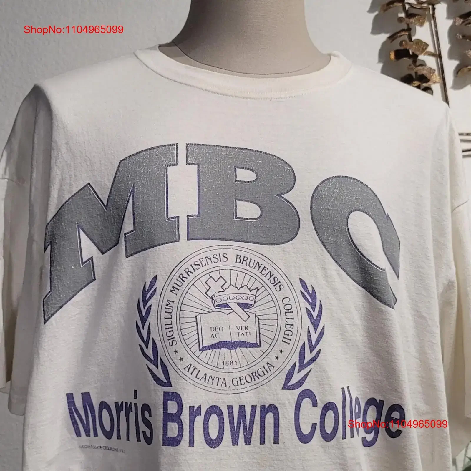 

Винтажная белая футболка 90-х годов MBC Morris Brown College, размер XL, винтажный потертый топ с рисунком для повседневной носки, универсальный домашний мягкий