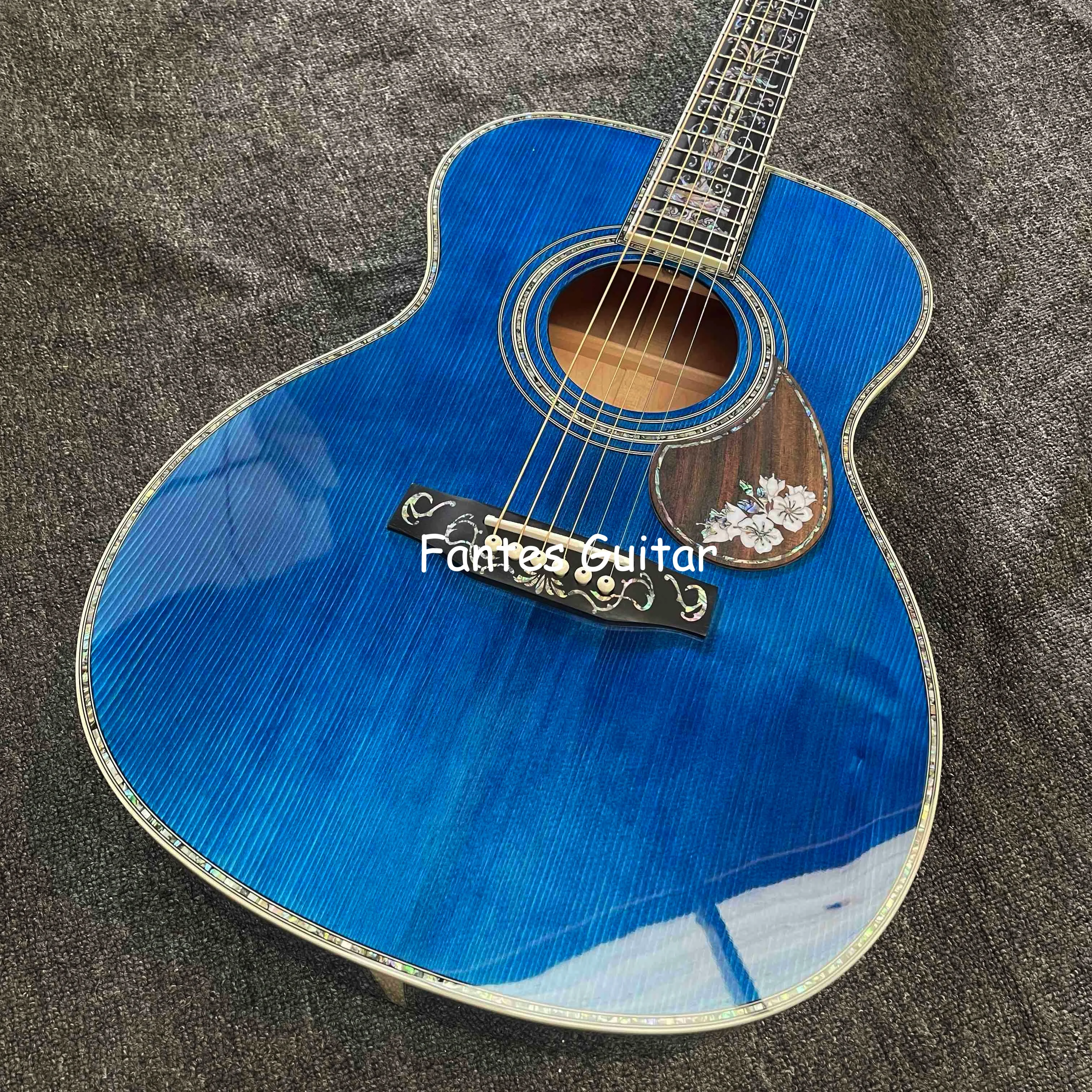 

Custom M Style OM Body Wood Pickguard Water Ripple SOLID Flamed Maple Back Side Acoustic Guitar, Accept Guitar OEM