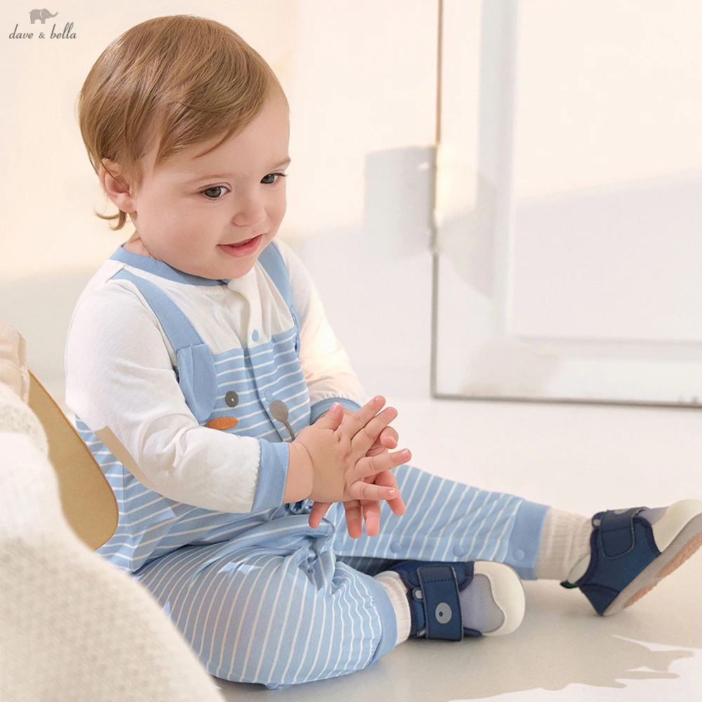 

Dave Bella Spring Long Sleeve Baby Jumpsuit Boys Stripe Printed Romper Cotton Newborn Creeper Party Clothes DB1260854