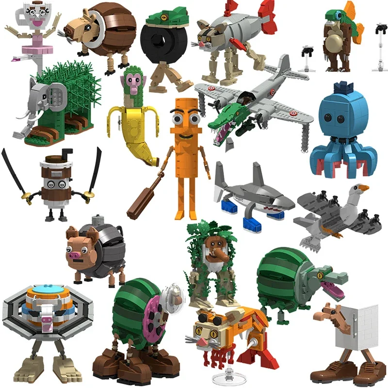 Mutation Tungtungsahur AI O Livro das Montanhas e dos Mares Blocos de Construção Vara de Madeira Homem Tijolos Brinquedos Compatível com LEGO