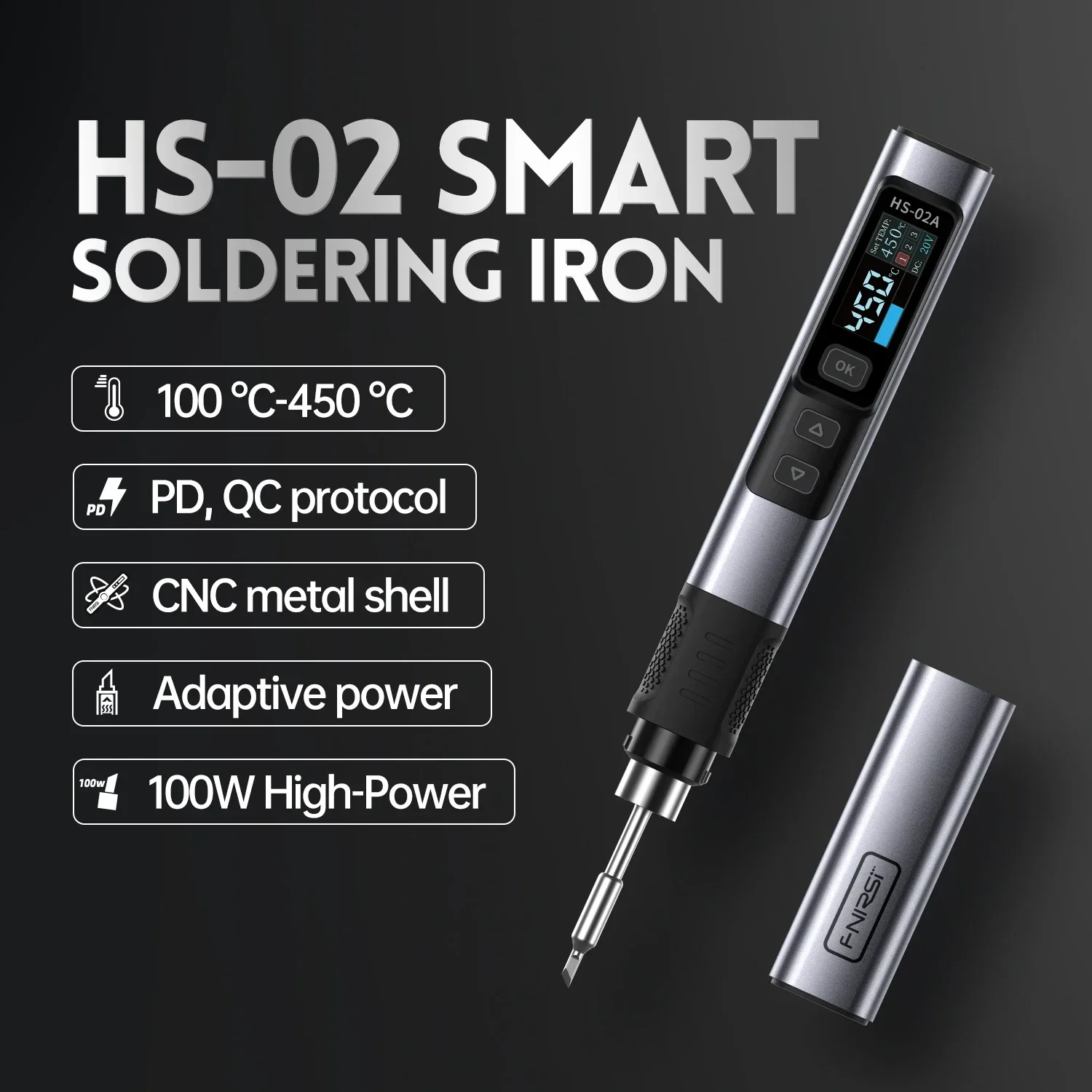 NEW HS-02 DC 24V 100-450℃ Welding Solder Rework Station PD 100W Portable Repair Tool  soldering iron kit