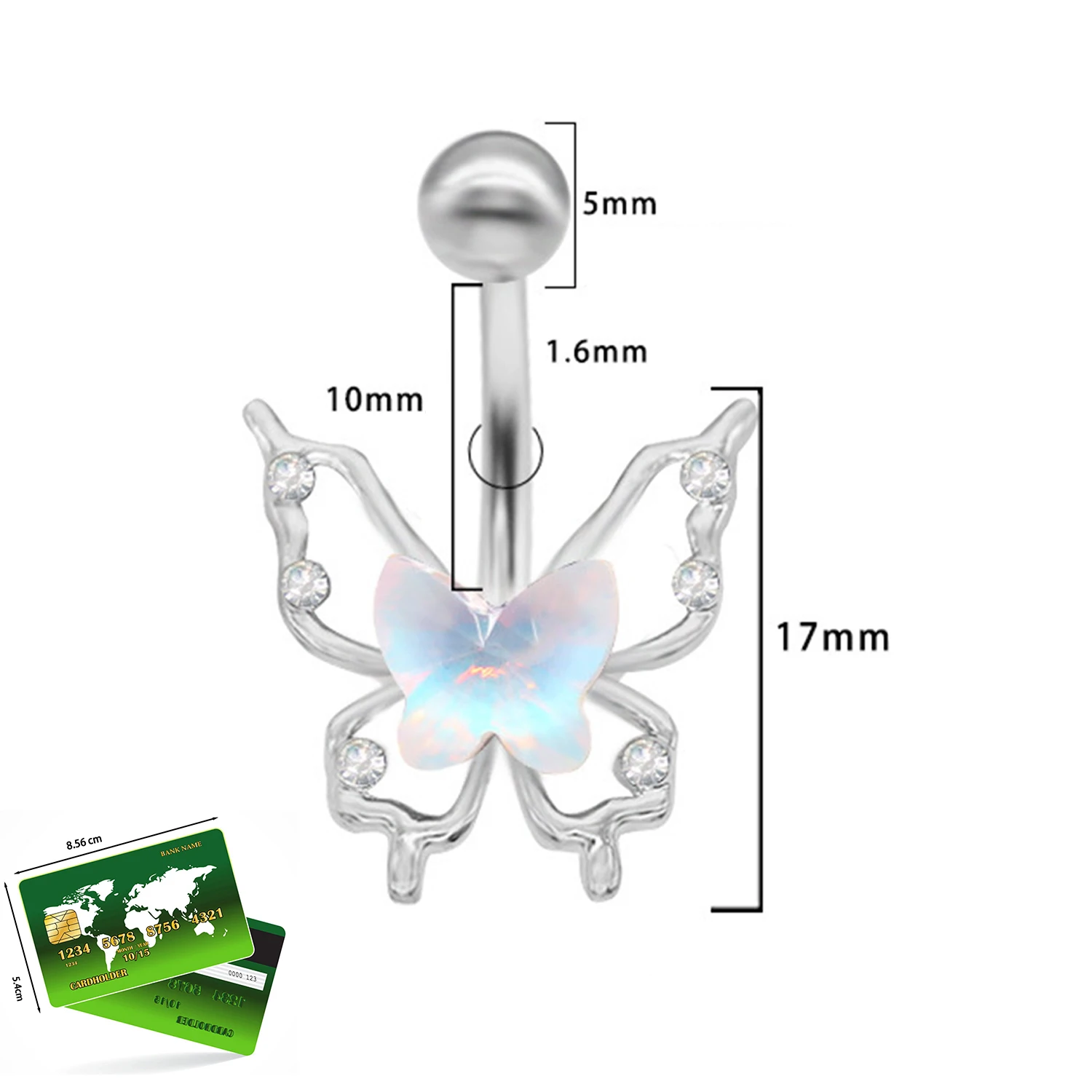 Butterfly Belly Button Ring Zinc Alloy Illusory Color Minimalist Wind Lightweight Navel Piercing For Women Body Piercing Jewelry