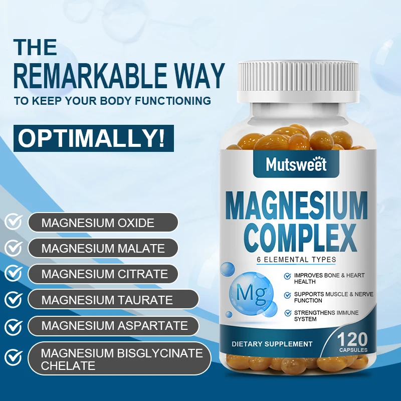 Mutsweet Magnesium Complex Muscle Relaxation Non-GMO Supplement For Leg Cramps Muscle Relaxation,Stress & Anxiety Relief