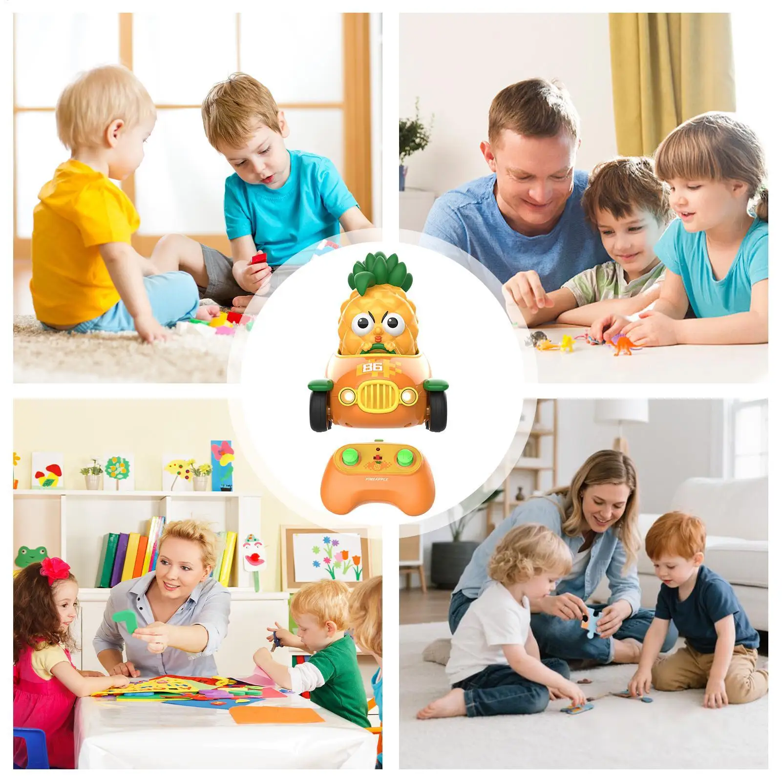 Kids RC Car Fruit Shape 360 Rotation Vehicle Toys With Light Vehicle Model Toy For Boys Girls Preschoolers Home Apartment Living