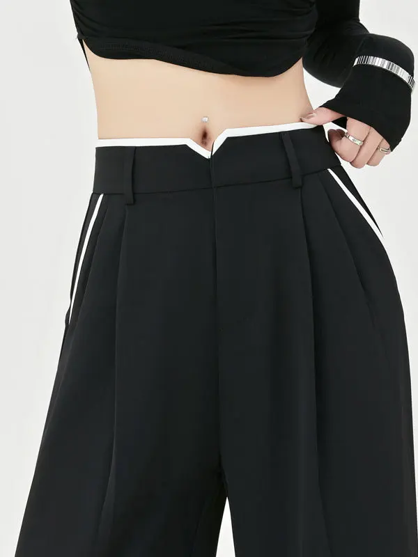 

Женские широкие брюки Color Blo Design Spor, весенне-осенние, свободные, плиссированные, прямые, длинные, в французском стиле, асимметричные, с плиссировкой.