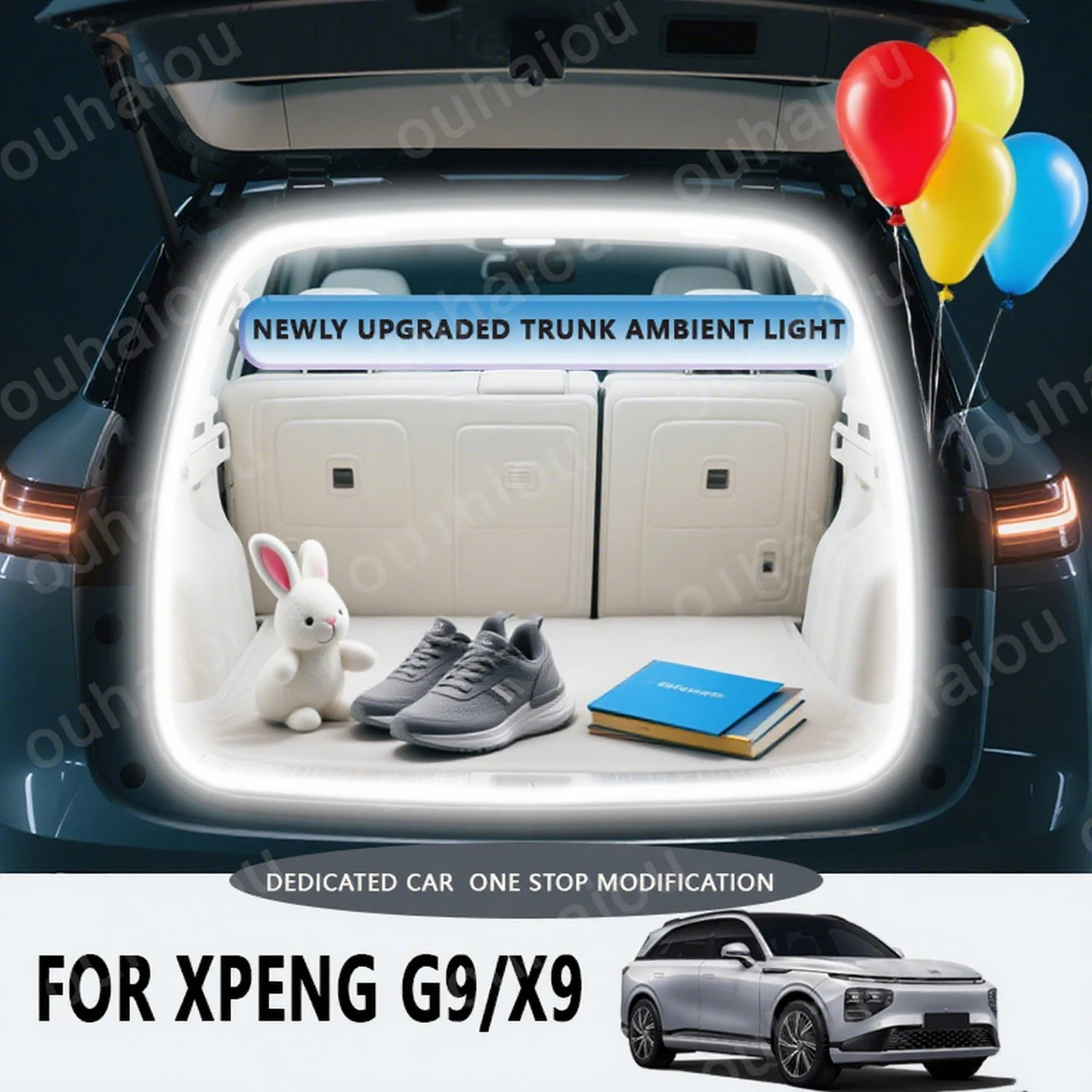 

FOR XPENG G9/X9 trunk light modification light Atmosphere lights White warm white Rear Trunk LED Light Bar