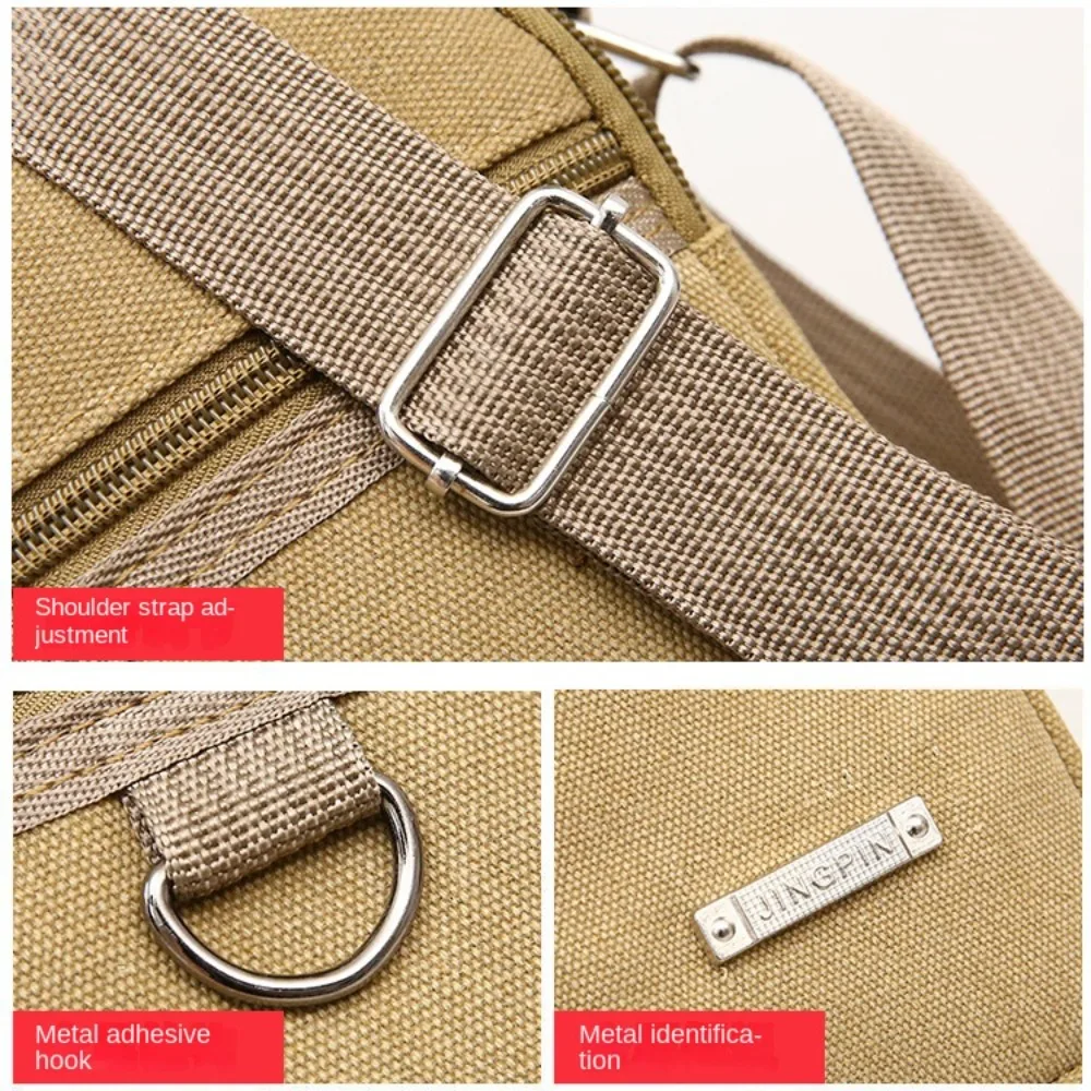 Fashion Canvas Men's Bag Casual Black Blue Green Khaki Large Capacity Crossbody Bag Handbag Outdoor view 5