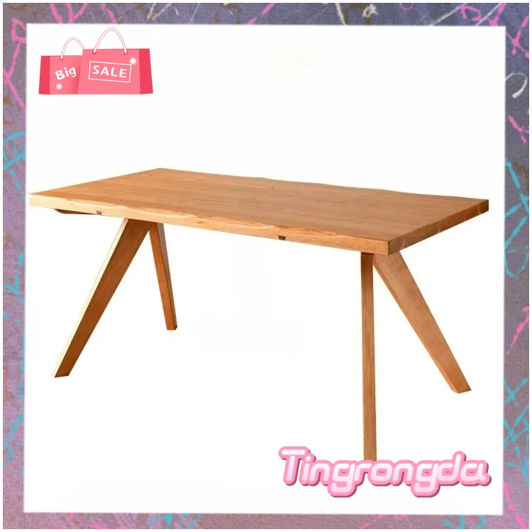 

Y Style Cream Style Solid Wood Rectangular Household Small Apartment Cherrywood Log Style Dining Table
