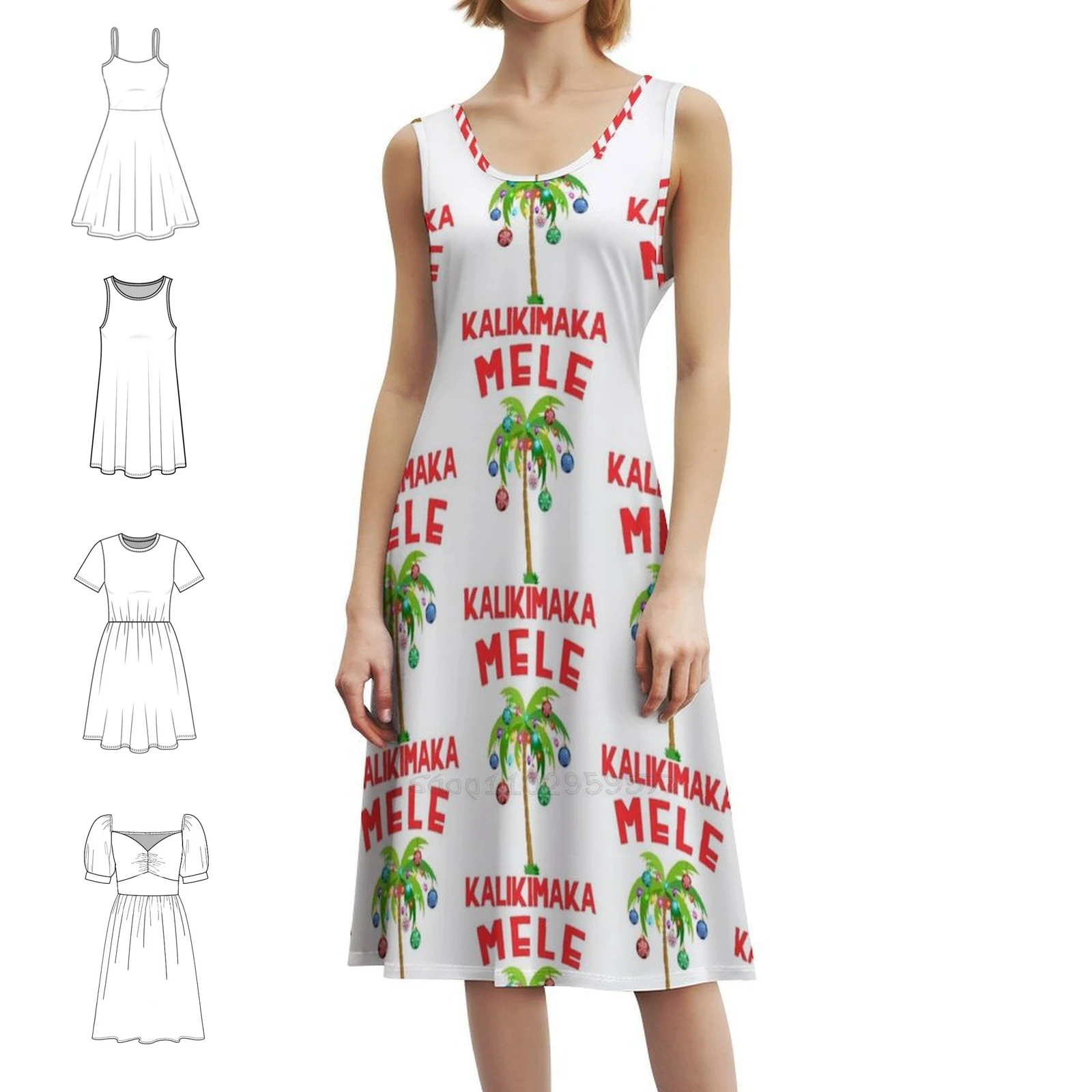 Mele Kalikimaka-Hawaiian عيد الميلاد الأزهار سموك فستان للنساء الربيع الصيف فستان كاجوال لحفلة عيد الميلاد هاواي عيد الميلاد