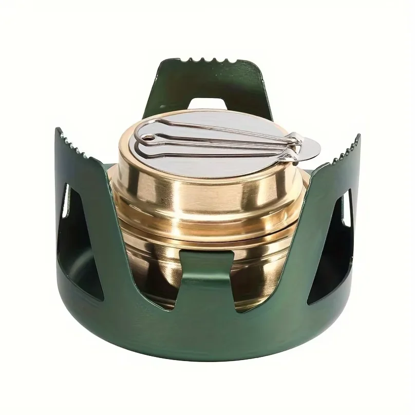 Portable Mini Alcohol Stove, Suitable For Camping, Picnic, Barbecue And Fishing, Aluminum Alloy Structure, Adjustable Flame