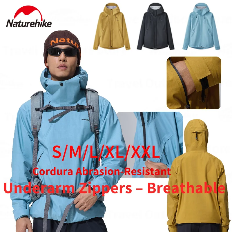 Naturehike 2026 Men's Outdoor Hiking Hardshell Jacket Cordura Abrasion-Resistant Women's Technical Sports Outerwear Waterproof