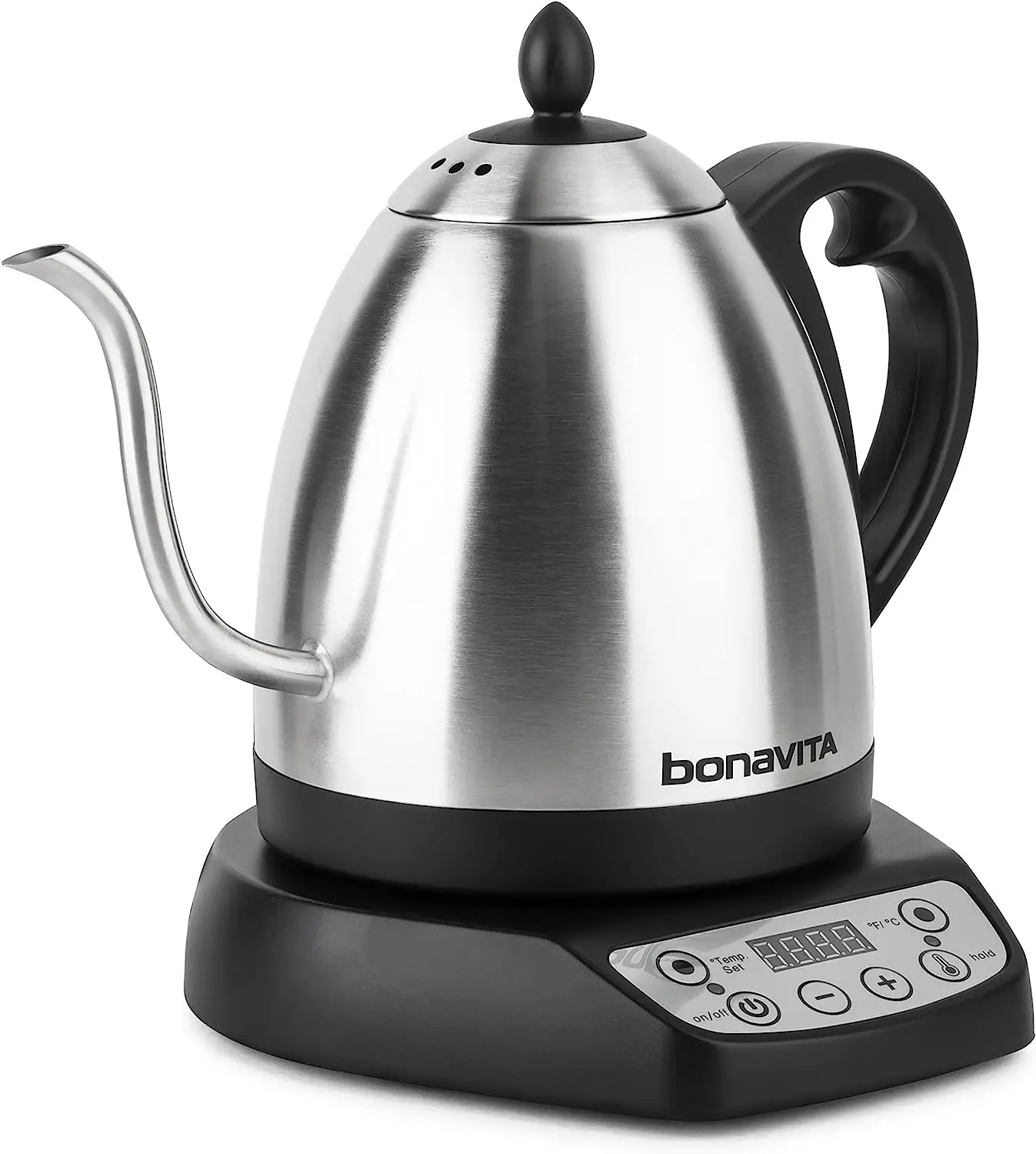 Bonavita-Electric Gooseneck Kettle, Digital Variable Temperature, Coffee Brew, Tea Pour Control, 6 Preset, 1000W, Stainless Stee