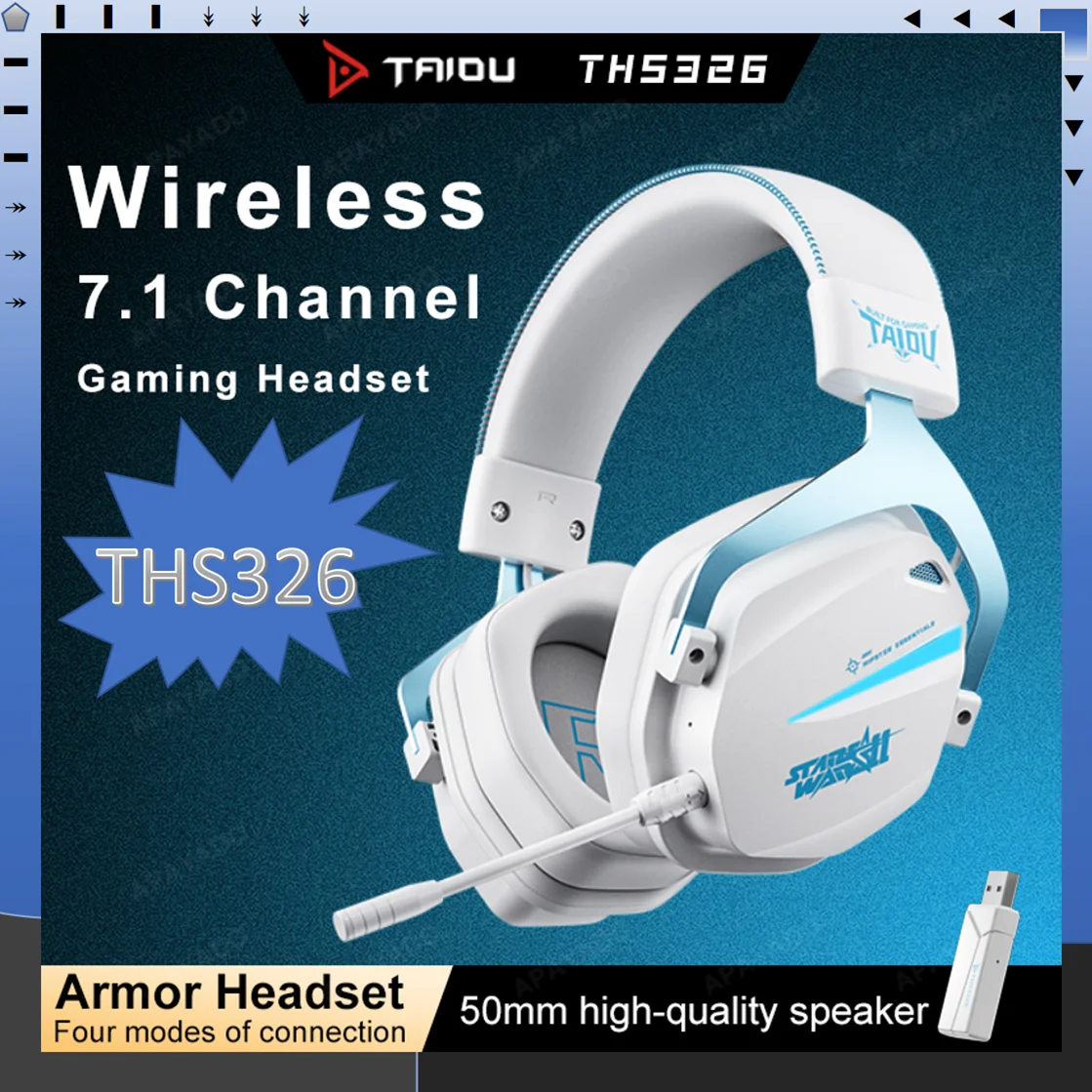 

TAIDU THS326 Wireless 7.1 Channel Gaming Headset have four modes of connection,50mm high-quality speaker,skin-friendly material