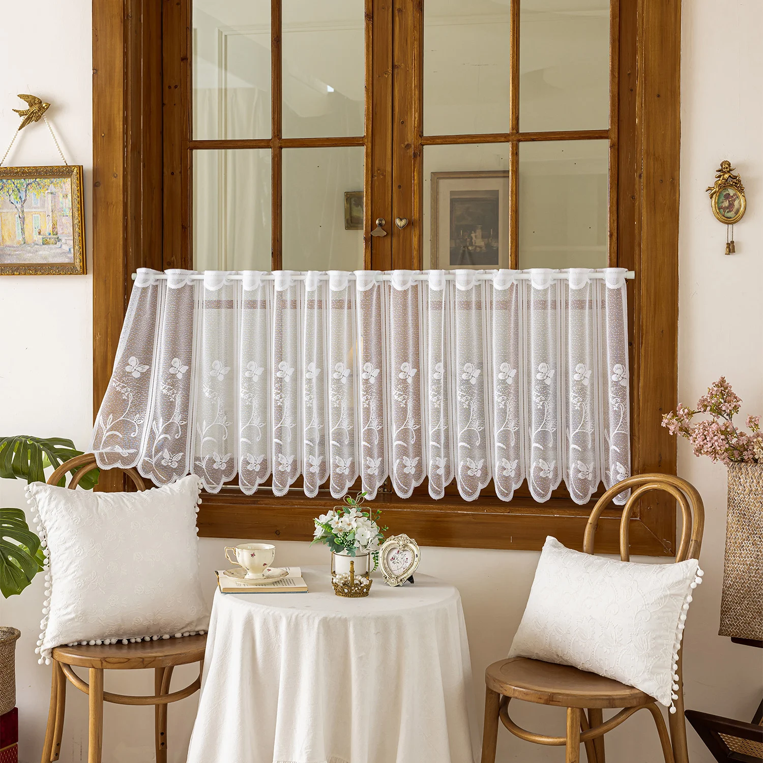 1 peça Cortina de Voile com Bo - Embroidery Kitchen avaliação e preço