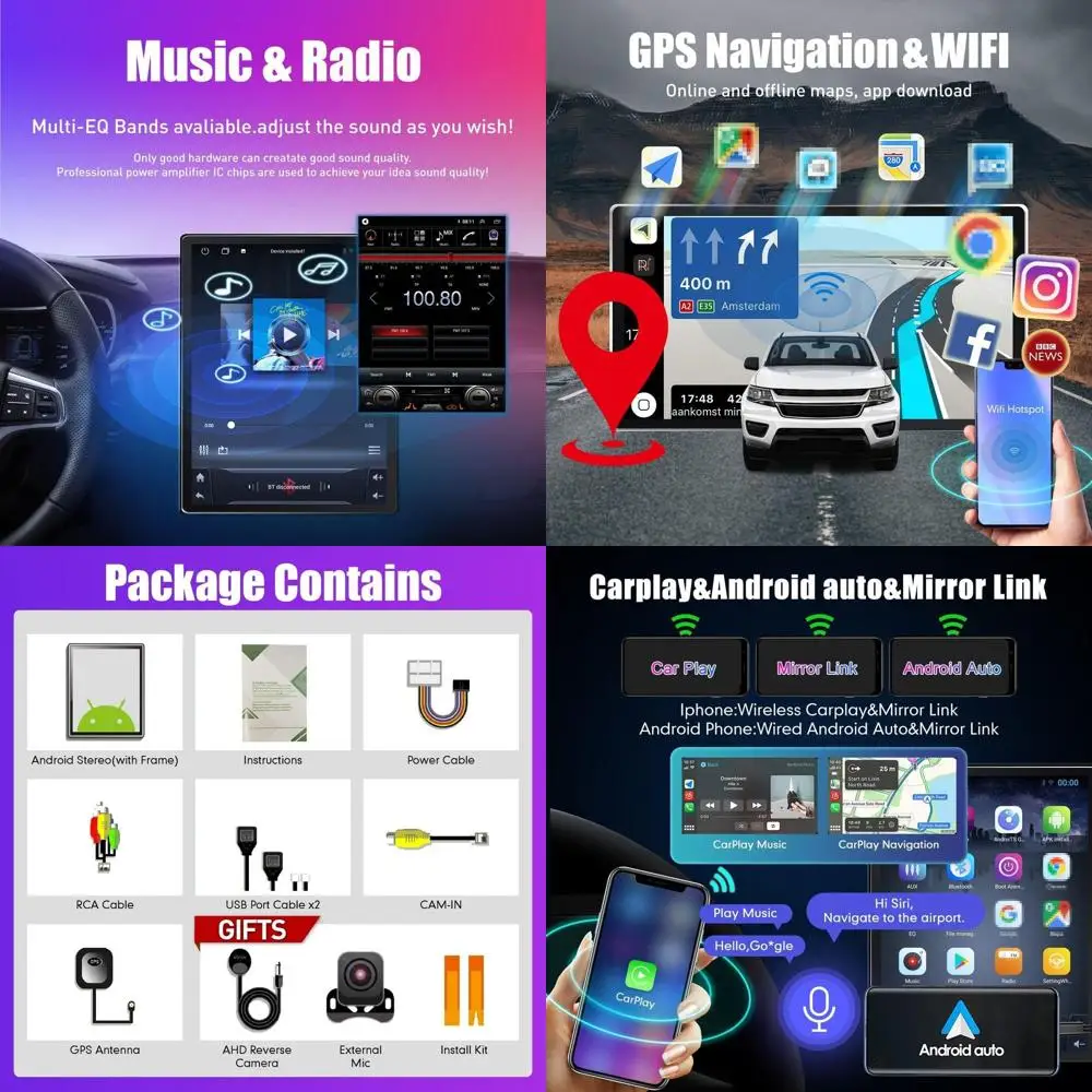 

Tesla Style CarPlay Android Auto Navigation Stereo GPS Radio Reverse Camera 9.7" IPS Touchscreen Headunit Tablet Media Player fo