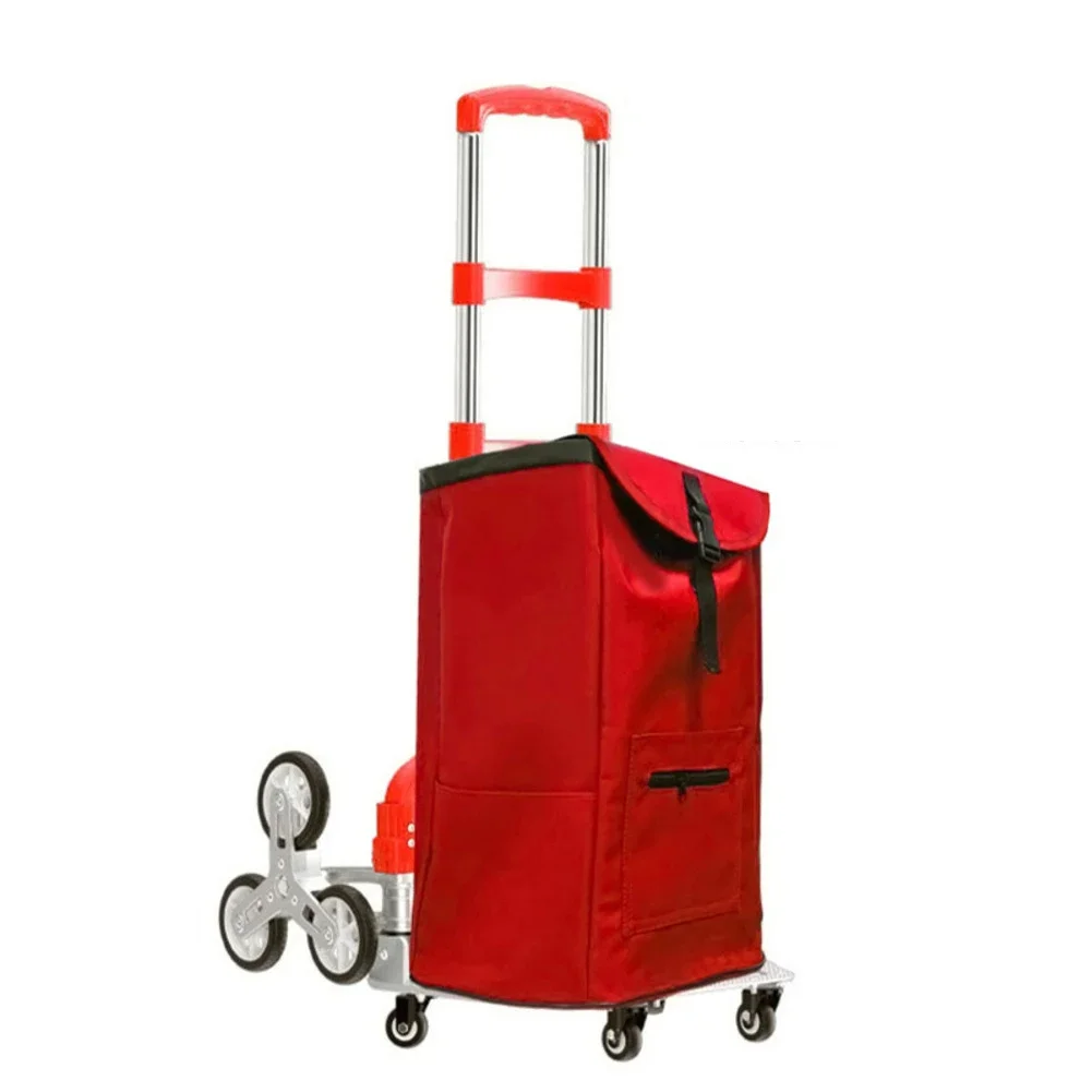 Lightweight Stair Climbing Shopping Cart with Foldable Aluminum Frame Six Rubber Wheels and Insulated Liner for Daily Transport