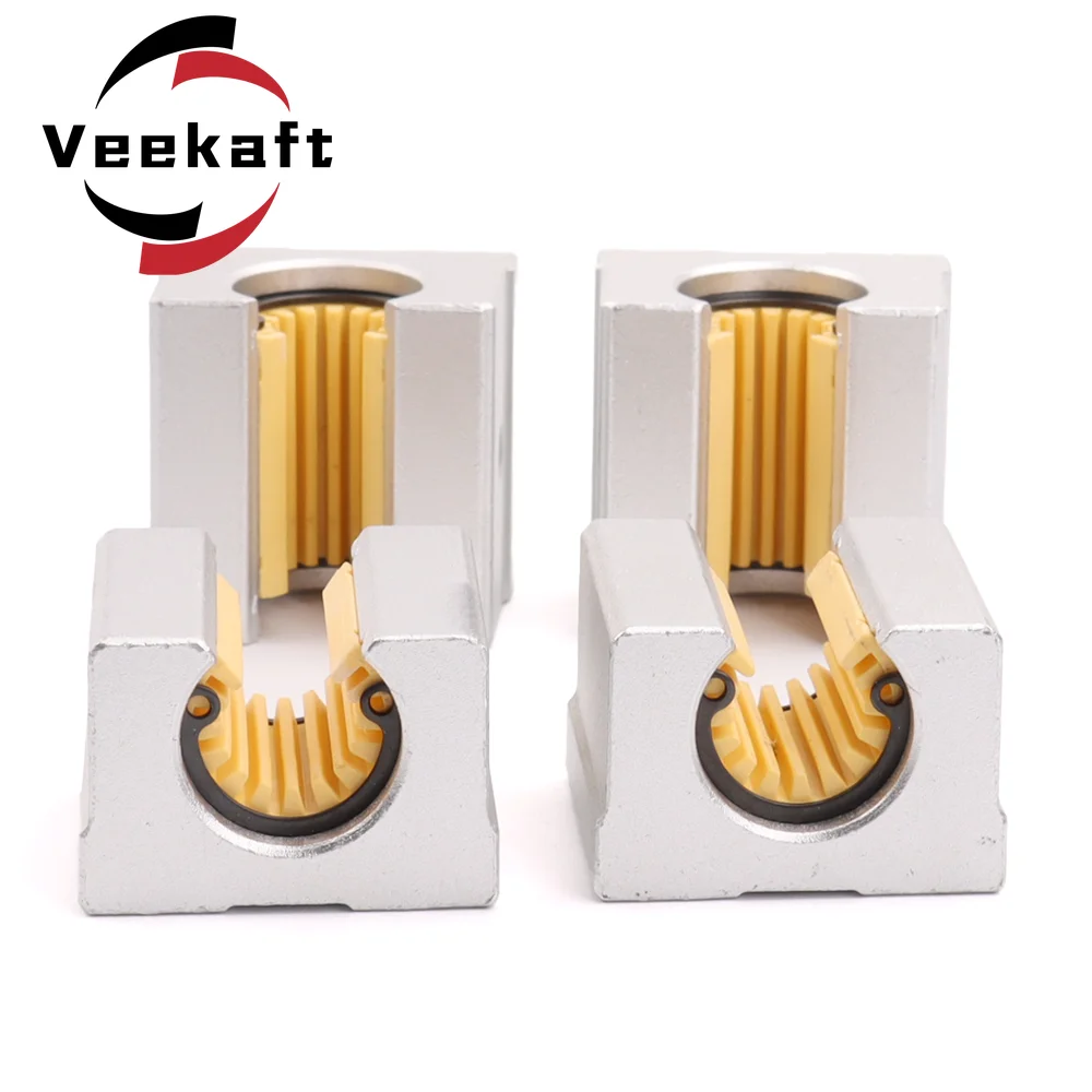 Veekaft 4 Buah Blok Linier SBR12QS dengan 2 Buah Panduan Linier SBR12 12Mm Panjang 300Mm Hingga 1500Mm Rel Linier untuk Bagian CNC