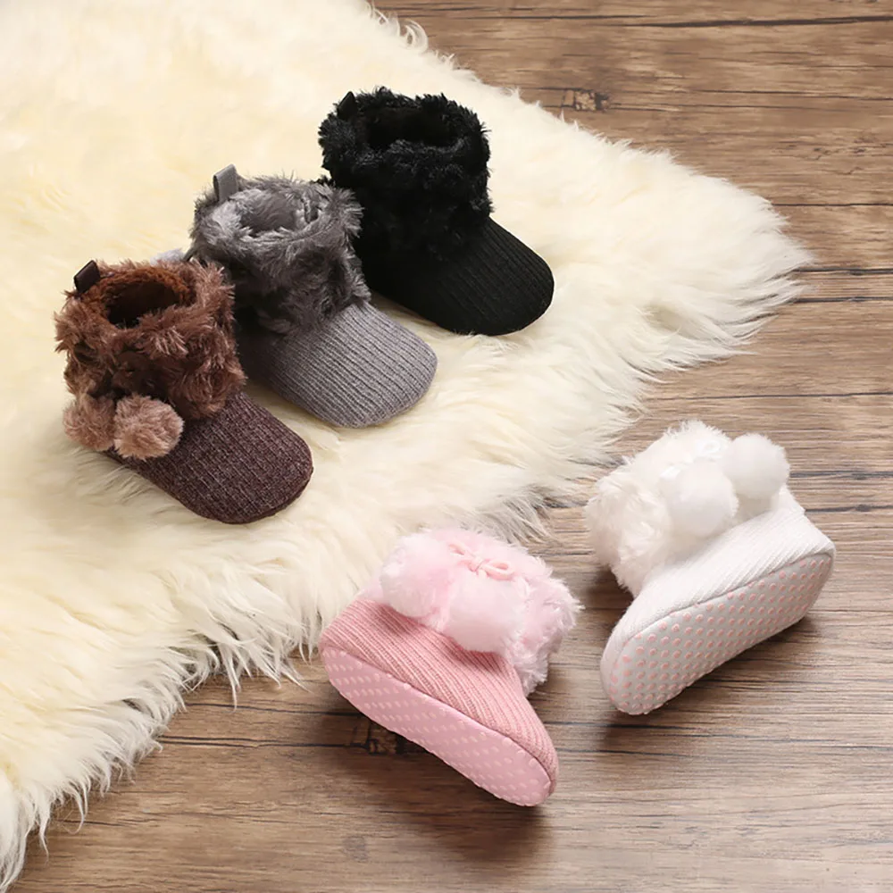 Winter Toddler Shoes For Infant Baby Plush Warm Cotton Shoes Baby Girl\'s Indoor Home Shoes First Step Footwear For Newborn Girls