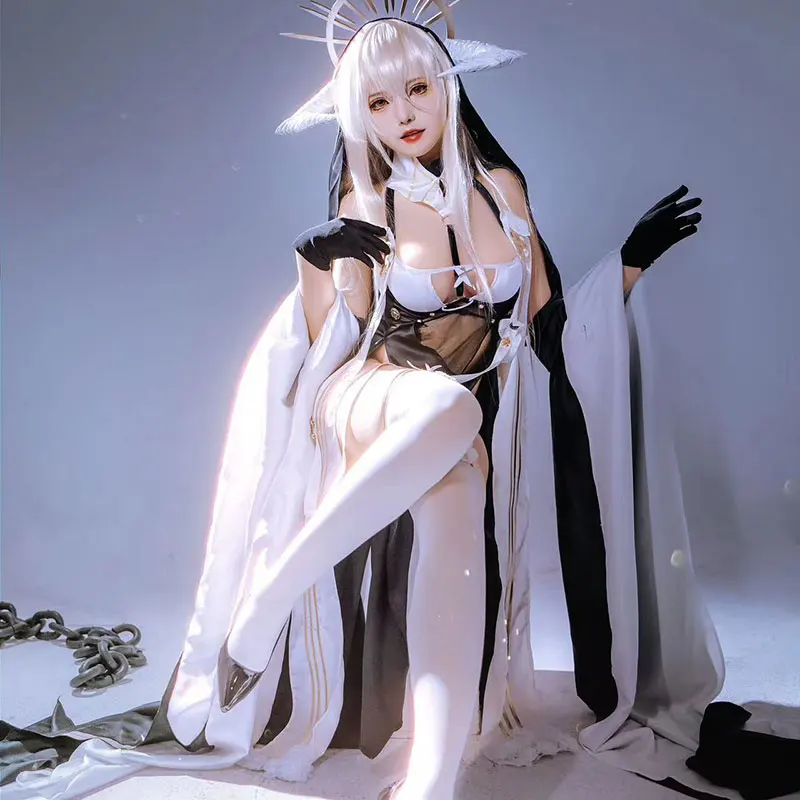 

COSLEE Azur Lane HMS Implacable Nun's Dress Black White Uniform Cosplay Costume Women Halloween Party Outfit Any Size NEW 2023