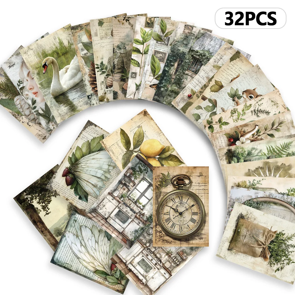 32pcs, Green Forest Life Postcards, Birthday/Anniversary Gifts, Collectibles, Suitable for Gift Giving, Can be Mailed.