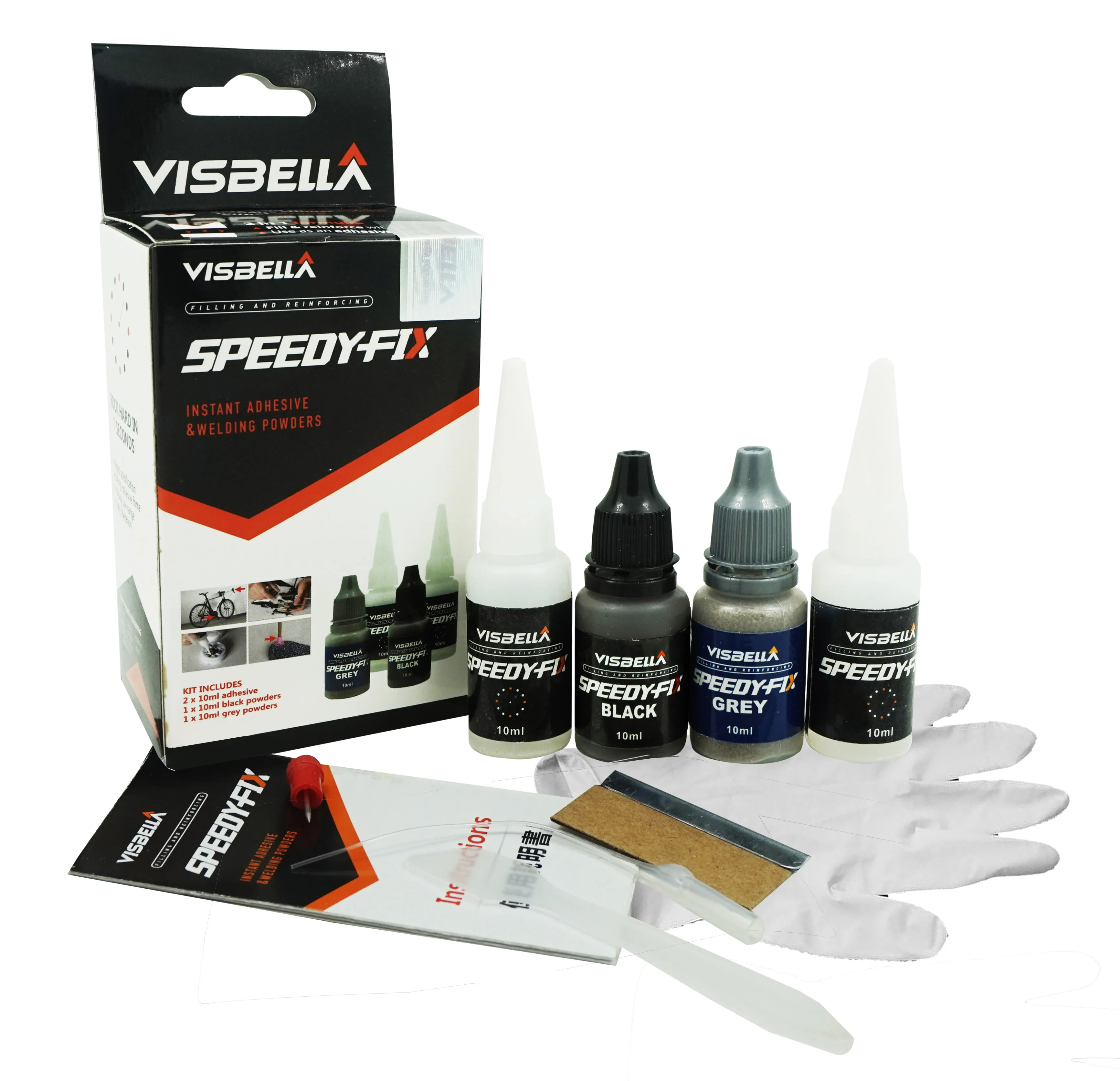 Visbella Instant Strong Glue Plastic Repair Adhesive Waterproof Speed Fix for Metal Surfaces & Plastic Adhesive Component