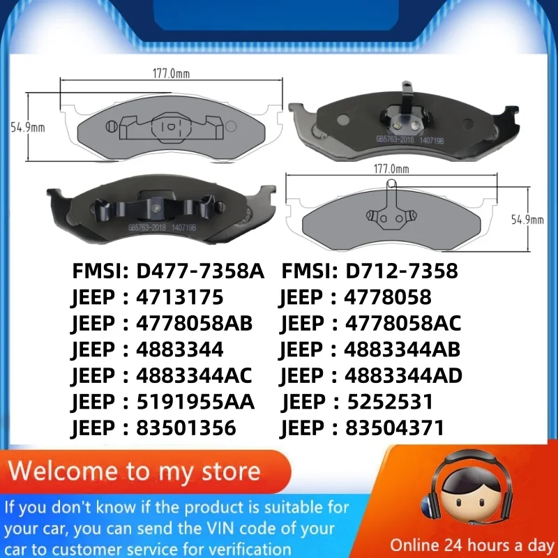 

Передние тормозные колодки/автозапчасти для Jeep CHEROKEE (XJ), COMANCHE (MJ), GRAND CHEROKEE I (ZJ, ZG), WRANGLER I (YJ, SJ, TJ) -51011